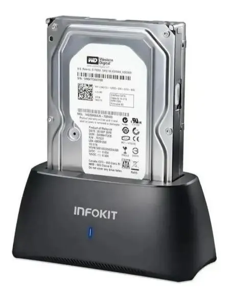Dock Station Infokit ECASE-Z320 Para Hd E Ssd 2.5 E 3.5 Polegadas Conexão Sata Usb 3.0 Suporta Até 10tb High Speed 5 Gbps